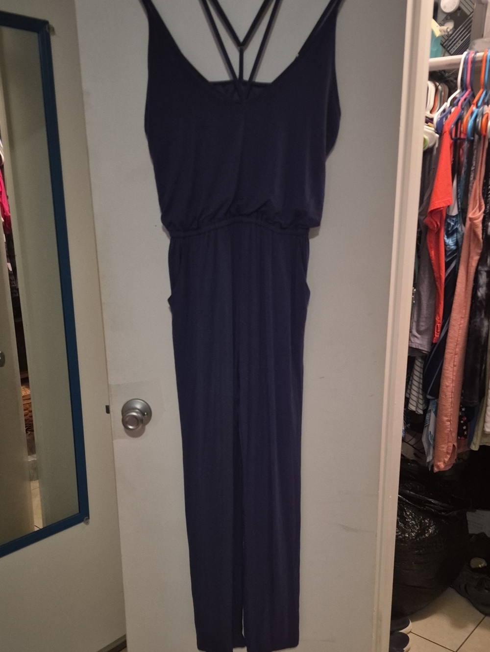 Navy Jumpsuit with Strappy Back